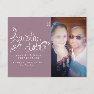 Save the Date Minimalist Hand Scripted Chalk Postc Postcard