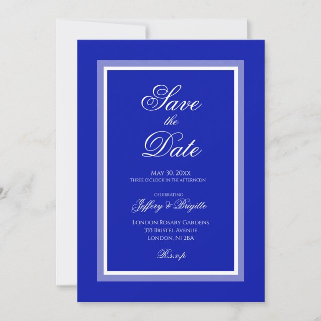 Save the date minimalist modern blue wedding  (Front)