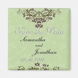 Save the Date Mint Green & Chocolate Brown Magnet
