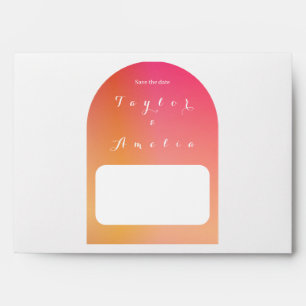 Save the Date Modern Boho Arch Orange Invitation  Envelope