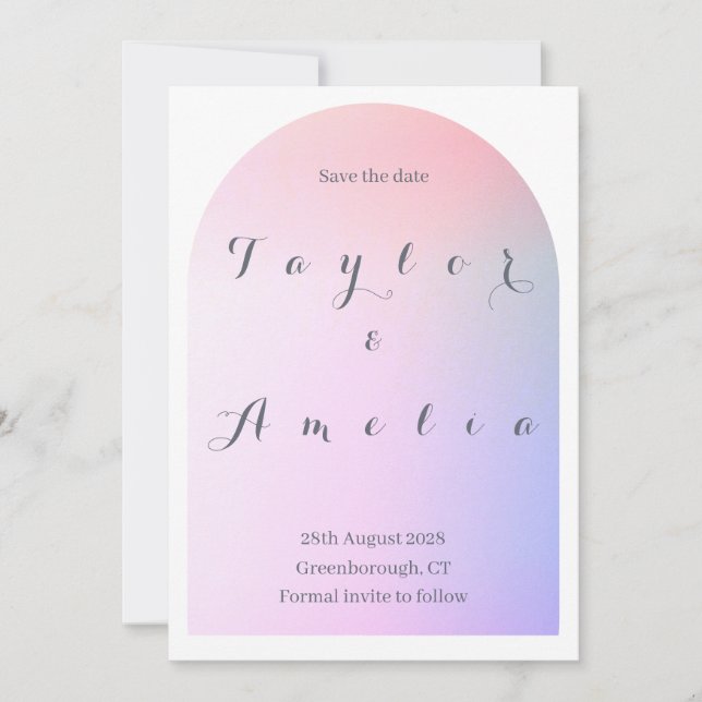 Save the Date Modern Boho Arch Pink Lilac (Front)