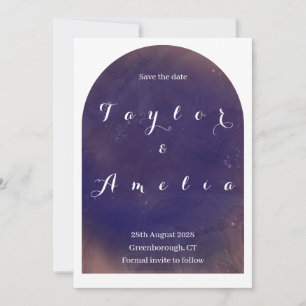 Save the Date Modern Boho Arch Purple Invite