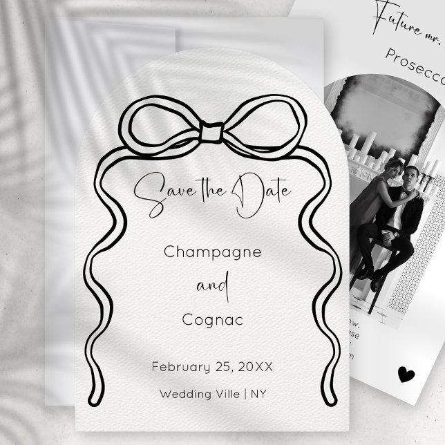 Save The Date Modern Bow Arch Wedding Photo Invitation (Creator Uploaded)