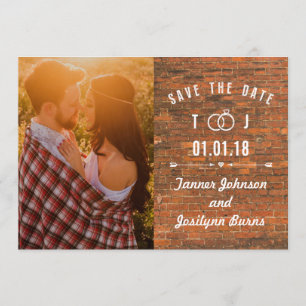 Save The Date Modern Brick Wall Photo