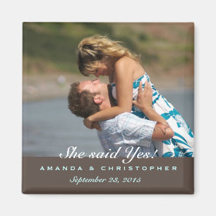 Save the Date Modern Brown & Blue Magnet