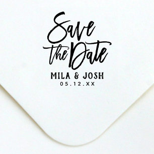 Save the Date Modern Brushed Script Custom Self-inking Stamp