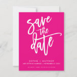 SAVE THE DATE modern calligraphy script hot pink<br><div class="desc">by kat massard >>> https://linktr.ee/simplysweetpaperie <<< A modern design featuring hand lettered, brushed type for your SAVE THE DATE ANNOUNCEMENT. Setup as a template it is simple for you to personalise it - make it yours! >>> TIPS - Simply hit the "Customise it" button and add/change the text, fonts, colours...</div>