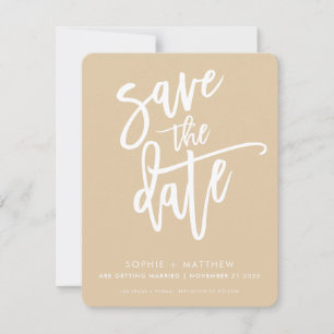 SAVE THE DATE modern calligraphy script sage wheat