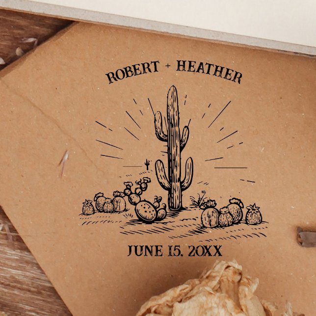 Save the Date Modern Desert Wedding Personalised Self-inking Stamp (Creator Uploaded)