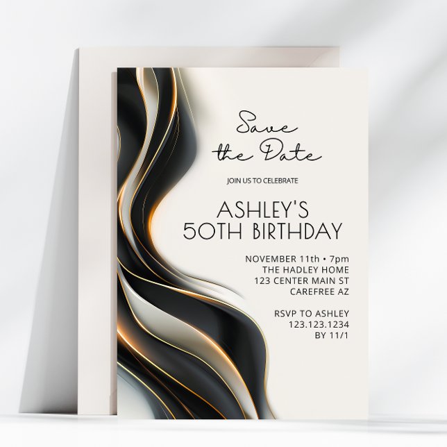 Save the Date Modern Elegant 50th Birthday Invitation (Creator Uploaded)