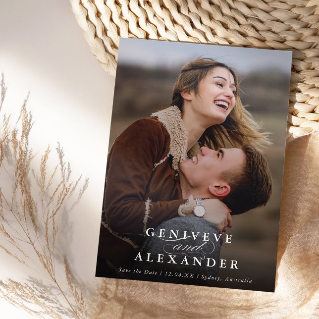 SAVE THE DATE modern elegant photo overlay Invitation (Creator Uploaded)