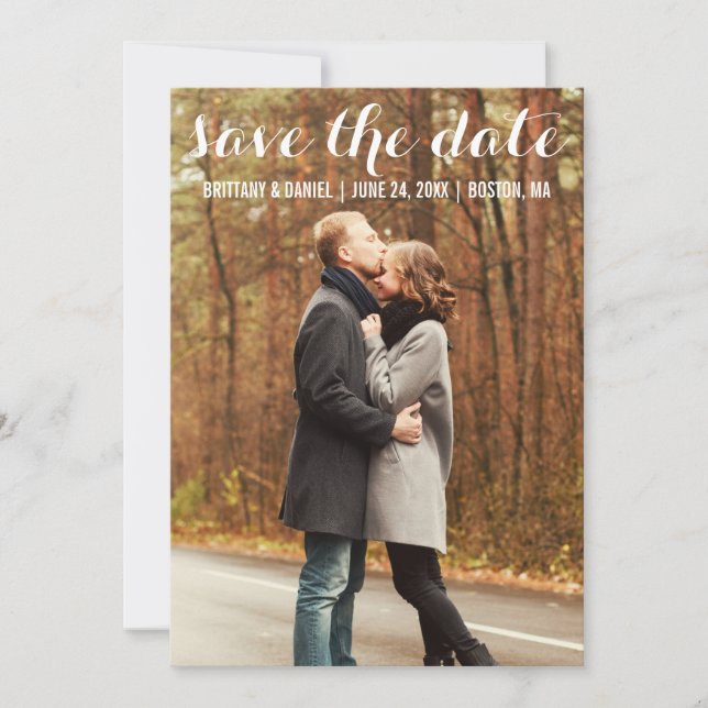 Save The Date Modern Engagement Card WBL (Front)