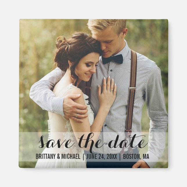 Save The Date Modern Engagement Photo Magnet SW (Front)