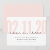SAVE THE DATE modern large numbers pink black