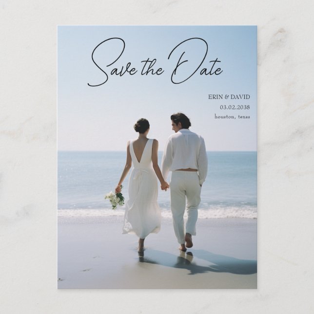 Save the Date! Modern Marble 1 Photo  Postcard (Front)