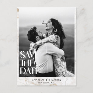 Save the Date! Modern Marble 1 Photo Postcard