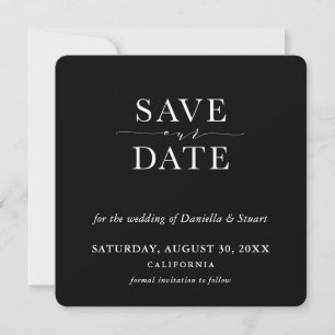 SAVE THE DATE modern minimal elegant white black Invitation
