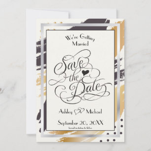 Save the Date Modern Paint Strokes and Typography