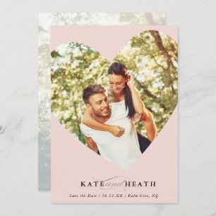 SAVE THE DATE modern photo cute heart blush pink Invitation