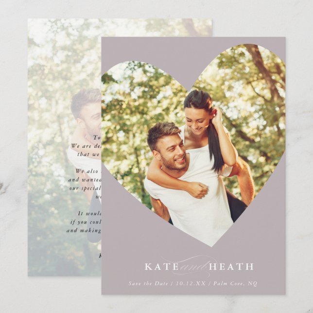 SAVE THE DATE modern photo elegant heart mushroom Invitation (Front/Back)