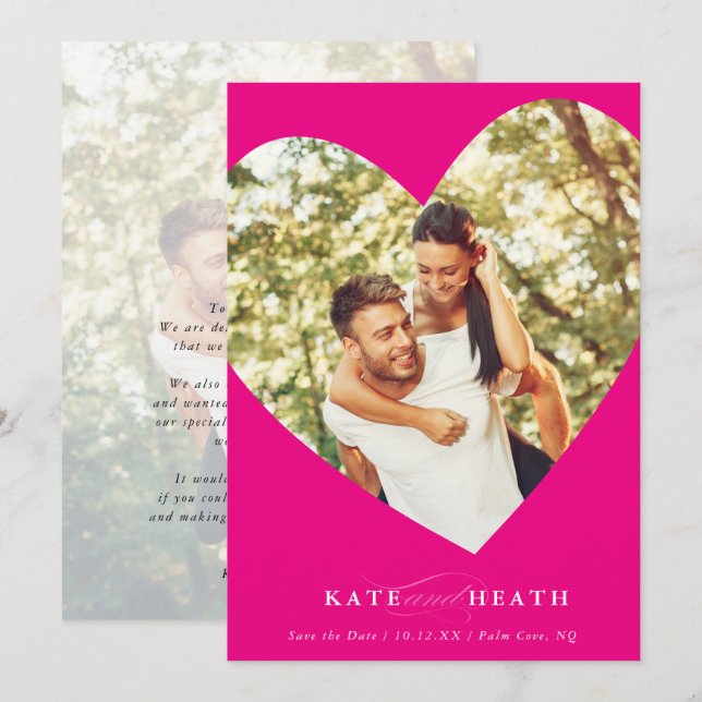 SAVE THE DATE modern photo elegant heart yellow In Invitation (Front/Back)