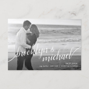 Save the Date Modern Script Wedding Announcement