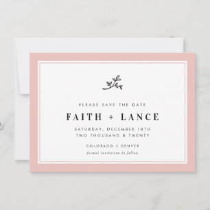 SAVE THE DATE modern sprig cute border blush pink
