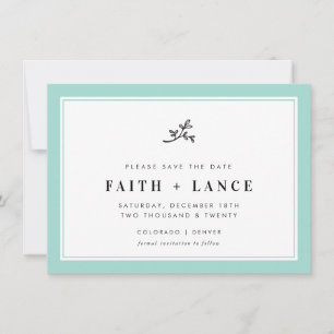 SAVE THE DATE modern sprig simple border soft mint Invitation