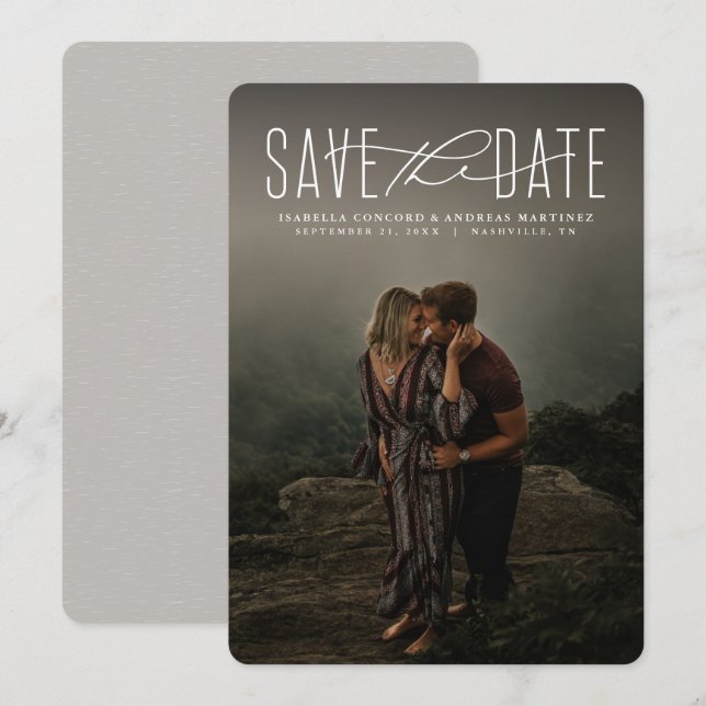 Save the date modern type  photo announcement (Front/Back)