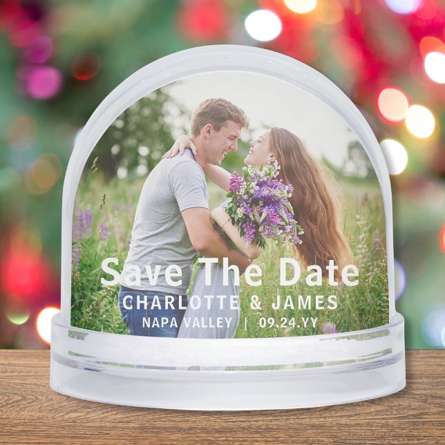 Save The Date Modern Wedding Photo Custom Snowglobe (Creator Uploaded)