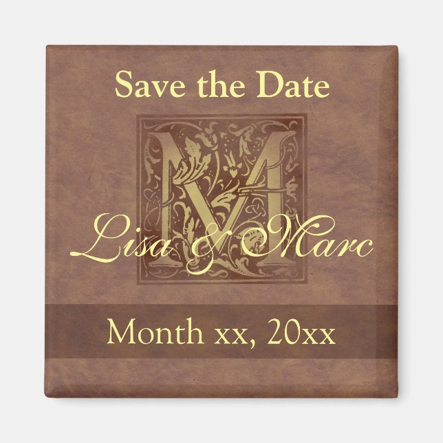 Save the Date Monogram M Magnet (Front)