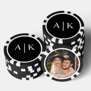 Save the Date Monogram Photo Poker Chip