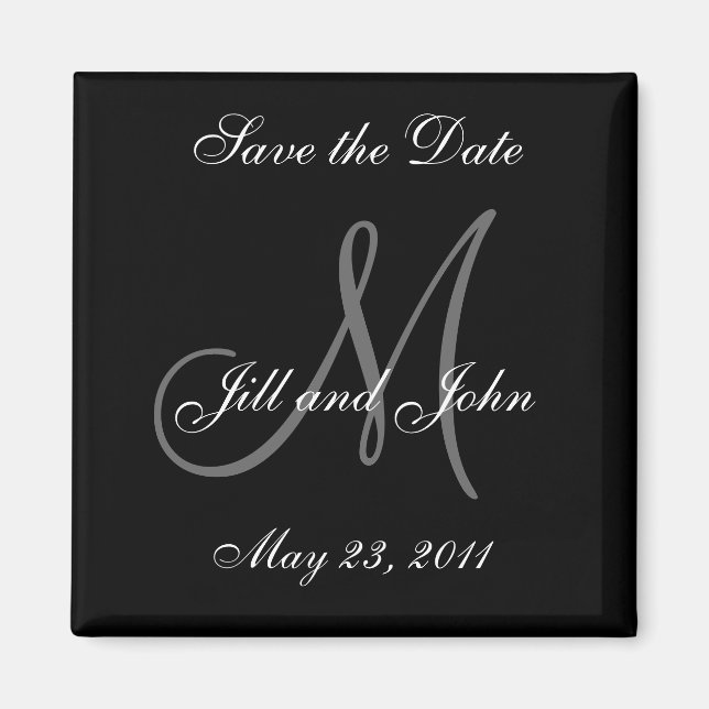 Save the Date Monogram Wedding Magnet (Front)