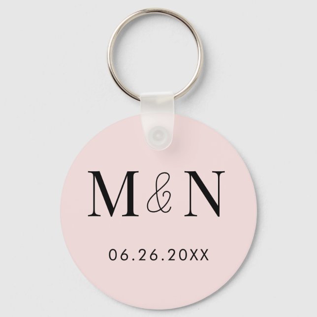 Save the Date monogrammed Key Ring (Front)
