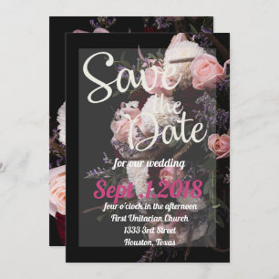 save the date moody floral, burgundy white floral  invitation