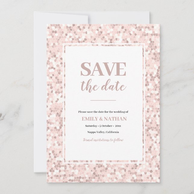 Save the date Mosaic Dusty Pink Invitation (Front)