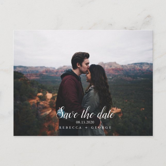 Save the Date Mountain Fall Photo Postcard (Front)