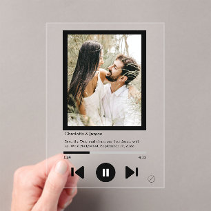 Save The Date Music Player First Dance Photo Acrylic Invitations