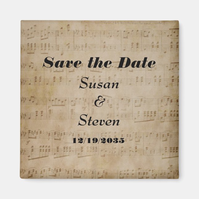 Save the Date Music Theme Magnet (Front)
