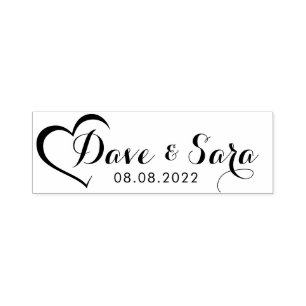 Save the Date Name Stamp With Heart