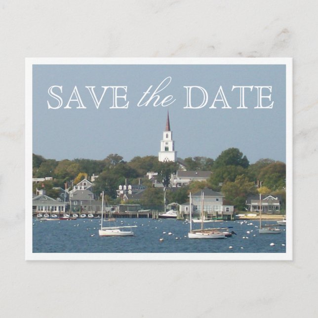 Save the Date Nantucket Wedding Tranquil Harbour Announcement Postcard (Front)