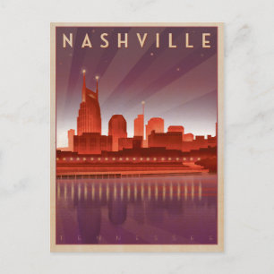 Save the Date   Nashville, TN - Night Skyline Announcement Postcard