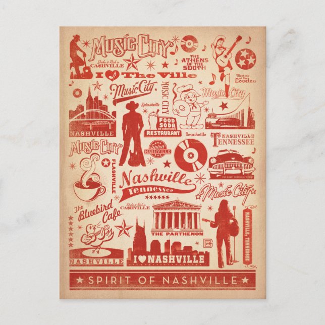 Save the Date | Nashville, TN - Pattern Print Announcement Postcard (Front)