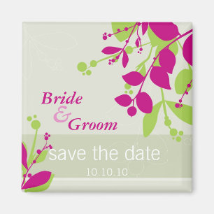 SAVE THE DATE :: nature - olive lime fuschia Magnet