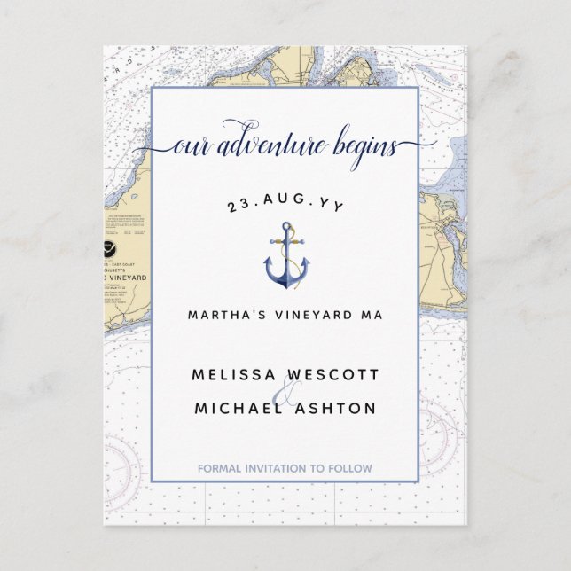 Save the Date #Nautical Anchor | #SaveTheDate MV Announcement Postcard (Front)