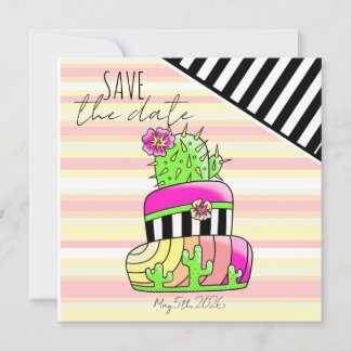 "Save the Date" Neon Cactus Invitation