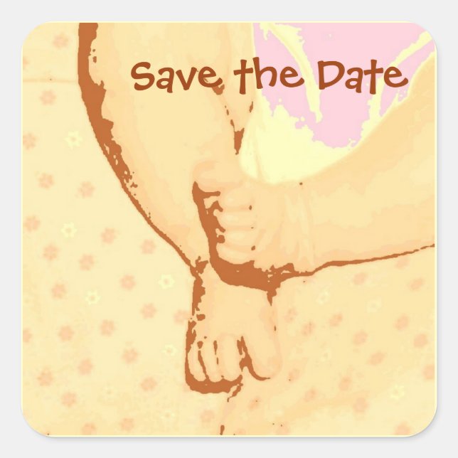 Save the Date/New Baby Square Sticker (Front)