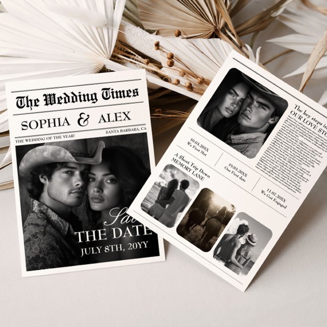 Save The Date Newspapers Western Wedding (Save The Date Newspapers Western Wedding )