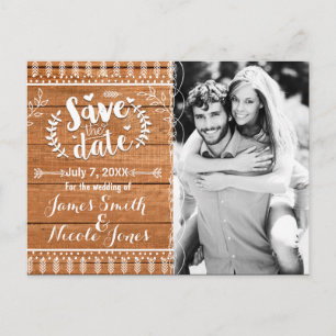 Save the Date Oak Wood Rustic Photo Invitation