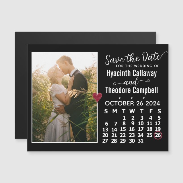 Save the Date October 2024 Calendar Photo Magnet (Front/Back)